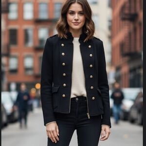 Zara Military Jacket 100% Cotton en black Size Small